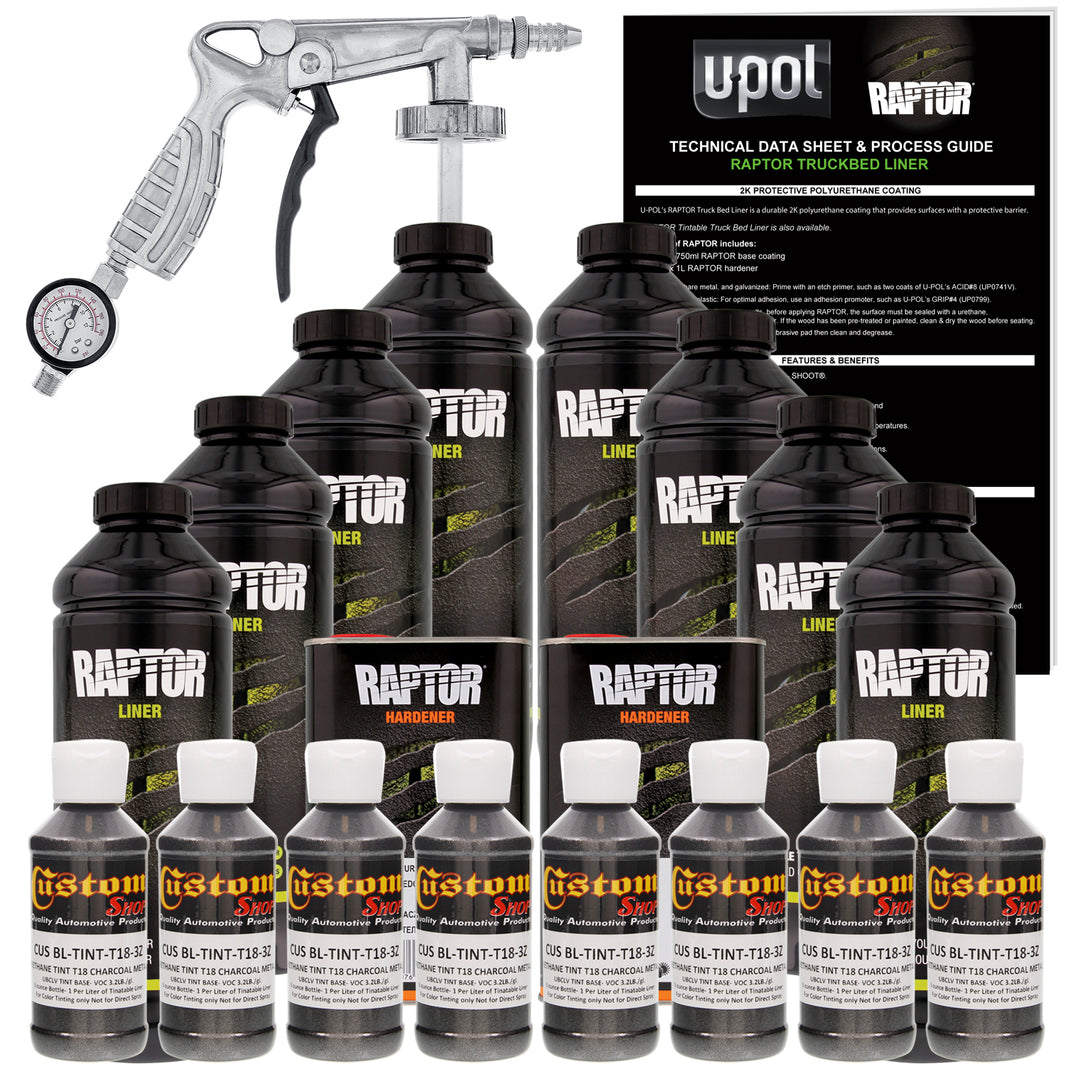 Charcoal Metallic - U-POL Urethane Spray-On Truck Bed Liner Kit with included Spray Gun, 8 Quarts