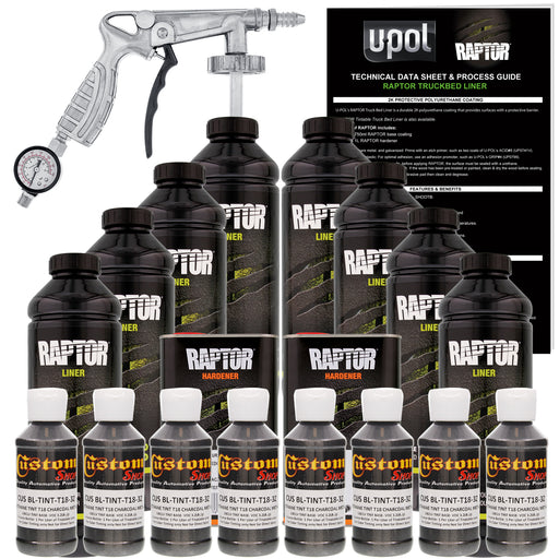 Charcoal Metallic - U-POL Urethane Spray-On Truck Bed Liner Kit with included Spray Gun, 8 Liters