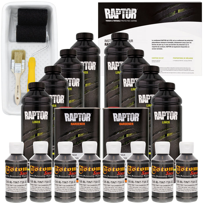 Charcoal Metallic - U-POL Urethane Roll-On Truck Bed Liner Kit with included Roller, Tray & Brush, 8 Quarts