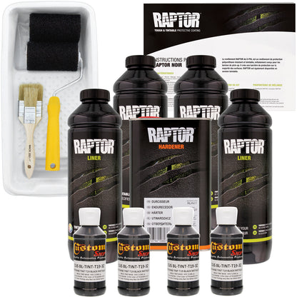 Black Metallic - U-POL Urethane Roll-On Truck Bed Liner Kit with included Roller, Tray & Brush, 4 Quarts