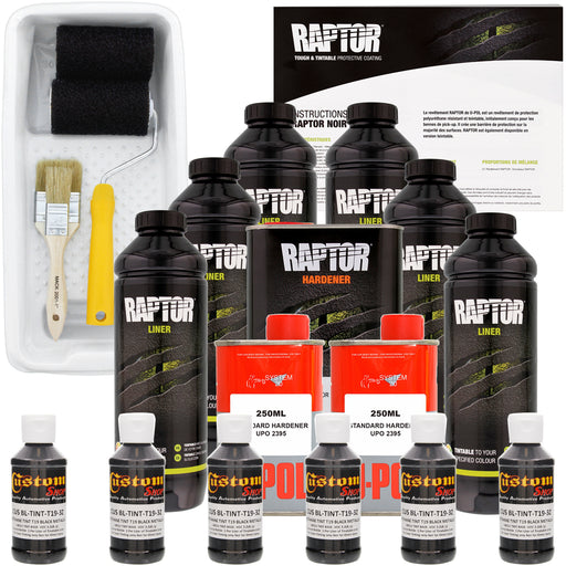 Black Metallic - U-POL Urethane Roll-On Truck Bed Liner Kit with included Roller, Tray & Brush, 6 Quarts