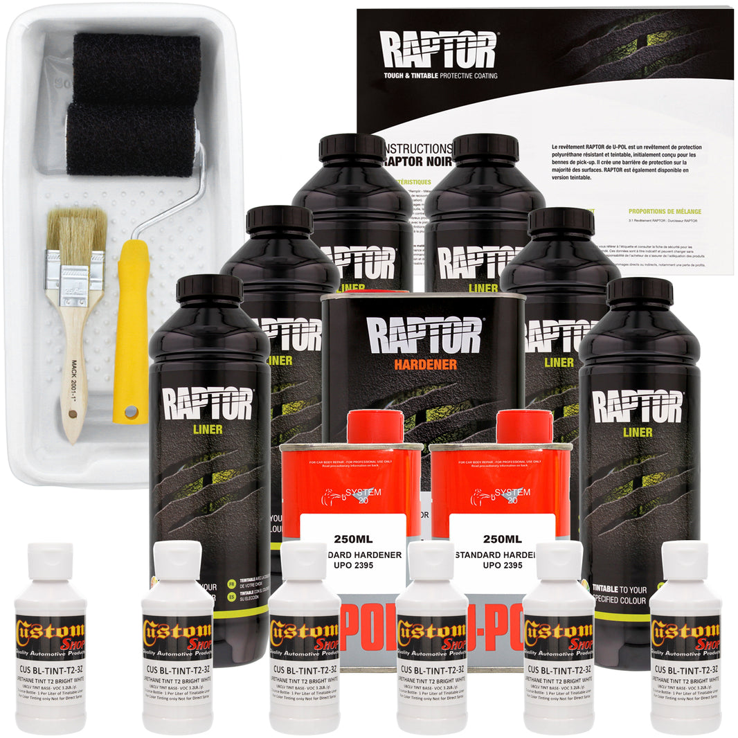 Bright White - U-POL Urethane Roll-On Truck Bed Liner Kit with included Roller, Tray & Brush, 6 Quarts