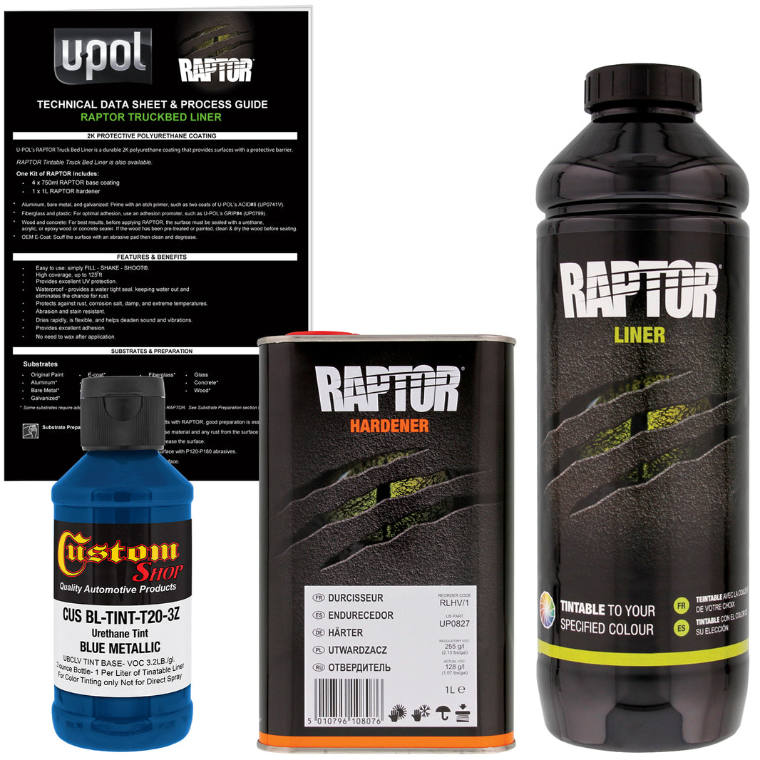 Blue Metallic - U-POL Urethane Spray-On Truck Bed Liner & Texture Coating, 1 Liter