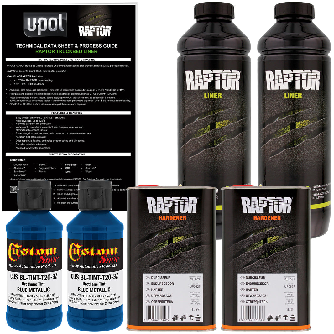 Blue Metallic - U-POL Urethane Spray-On Truck Bed Liner & Texture Coating, 2 Quarts