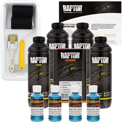 Blue Metallic - U-POL Urethane Roll-On Truck Bed Liner Kit with included Roller, Tray & Brush, 4 Quarts