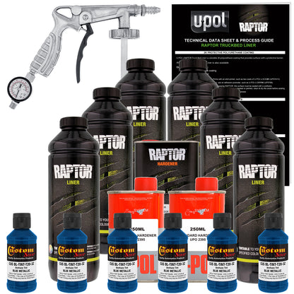 Blue Metallic - U-POL Urethane Spray-On Truck Bed Liner Kit with included Spray Gun, 6 Quarts
