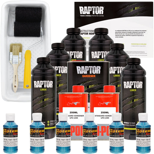 Blue Metallic - U-POL Urethane Roll-On Truck Bed Liner Kit with included Roller, Tray & Brush, 6 Quarts