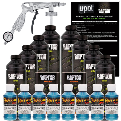 Blue Metallic - U-POL Urethane Spray-On Truck Bed Liner Kit with included Spray Gun, 8 Quarts