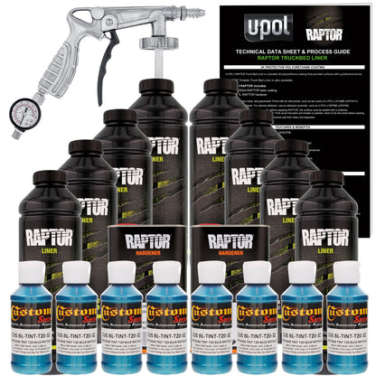 Blue Metallic - U-POL Urethane Spray-On Truck Bed Liner Kit with included Spray Gun, 8 Quarts