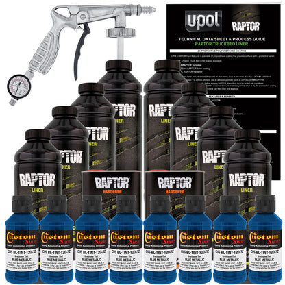 Blue Metallic - U-POL Urethane Spray-On Truck Bed Liner Kit with included Spray Gun, 8 Quarts
