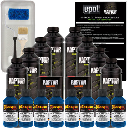 Blue Metallic - U-POL Urethane Roll-On Truck Bed Liner Kit with included Roller, Tray & Brush, 8 Quarts