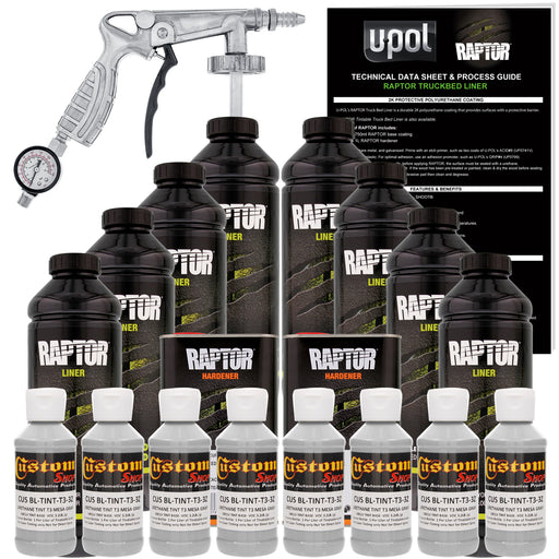 Mesa Gray - U-POL Urethane Spray-On Truck Bed Liner Kit with included Spray Gun, 8 Quarts