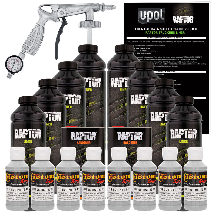 Mesa Gray - U-POL Urethane Spray-On Truck Bed Liner Kit with included Spray Gun, 8 Quarts