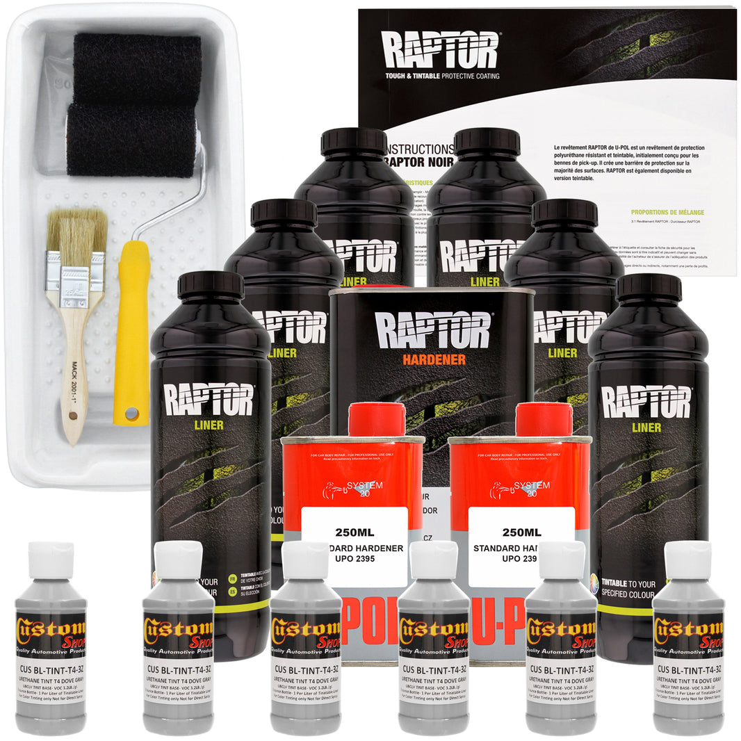 Dove Gray - U-POL Urethane Roll-On Truck Bed Liner Kit with included Roller, Tray & Brush, 6 Quarts
