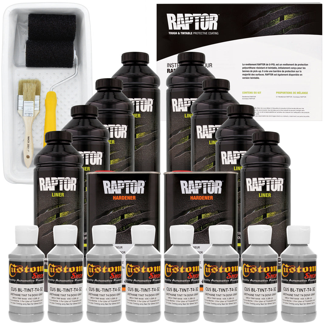 Dove Gray - U-POL Urethane Roll-On Truck Bed Liner Kit with included Roller, Tray & Brush, 8 Quarts