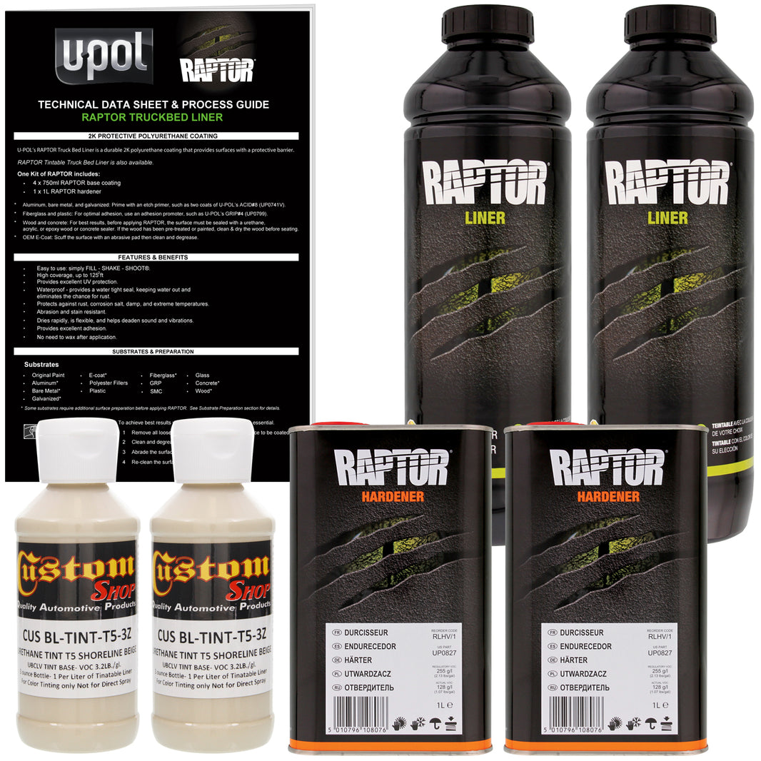 Shoreline Beige - U-POL Urethane Spray-On Truck Bed Liner & Texture Coating, 2 Quarts