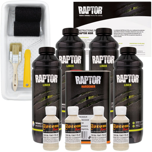 Shoreline Beige - U-POL Urethane Roll-On Truck Bed Liner Kit with included Roller, Tray & Brush, 4 Quarts