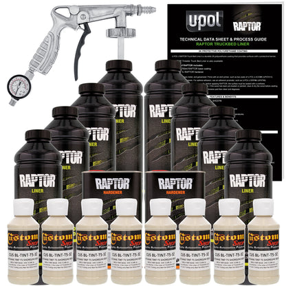 Shoreline Beige - U-POL Urethane Spray-On Truck Bed Liner Kit with included Spray Gun, 8 Quarts