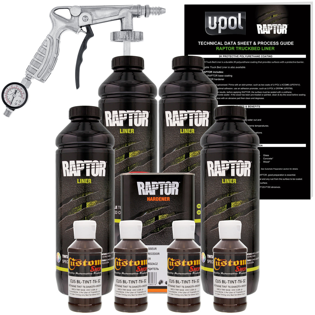 Dakota Brown - U-POL Urethane Spray-On Truck Bed Liner Kit with included Spray Gun, 4 Quarts