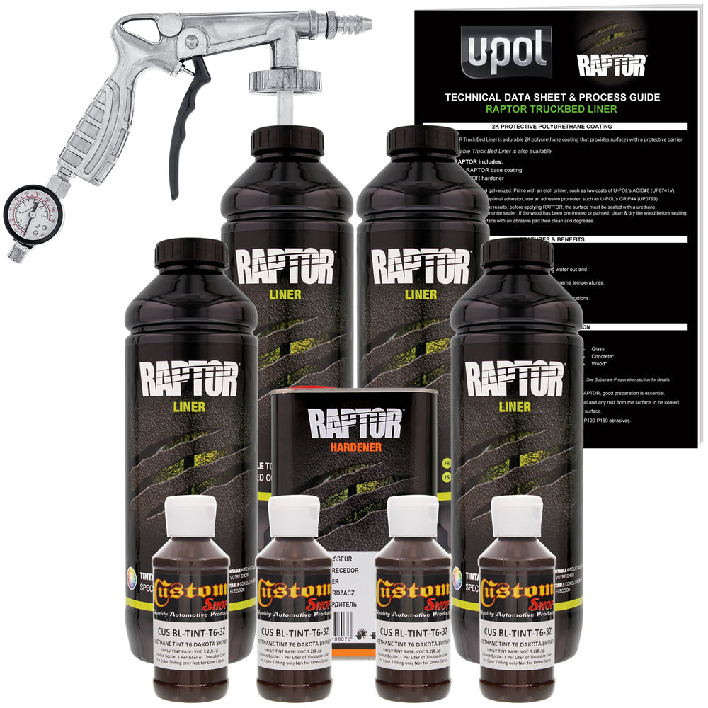 Dakota Brown - U-POL Urethane Spray-On Truck Bed Liner Kit with included Spray Gun, 4 Quarts