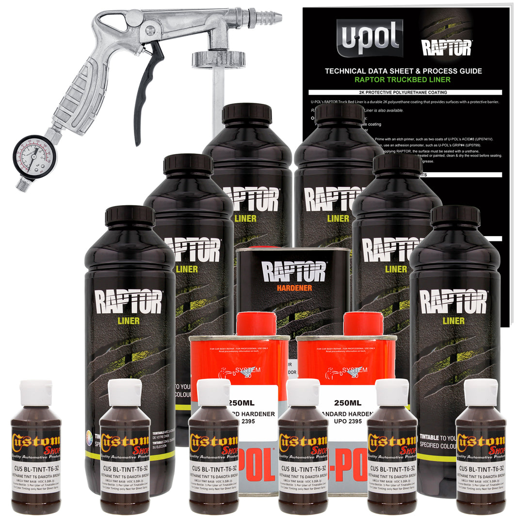 Dakota Brown - U-POL Urethane Spray-On Truck Bed Liner Kit with included Spray Gun, 6 Quarts