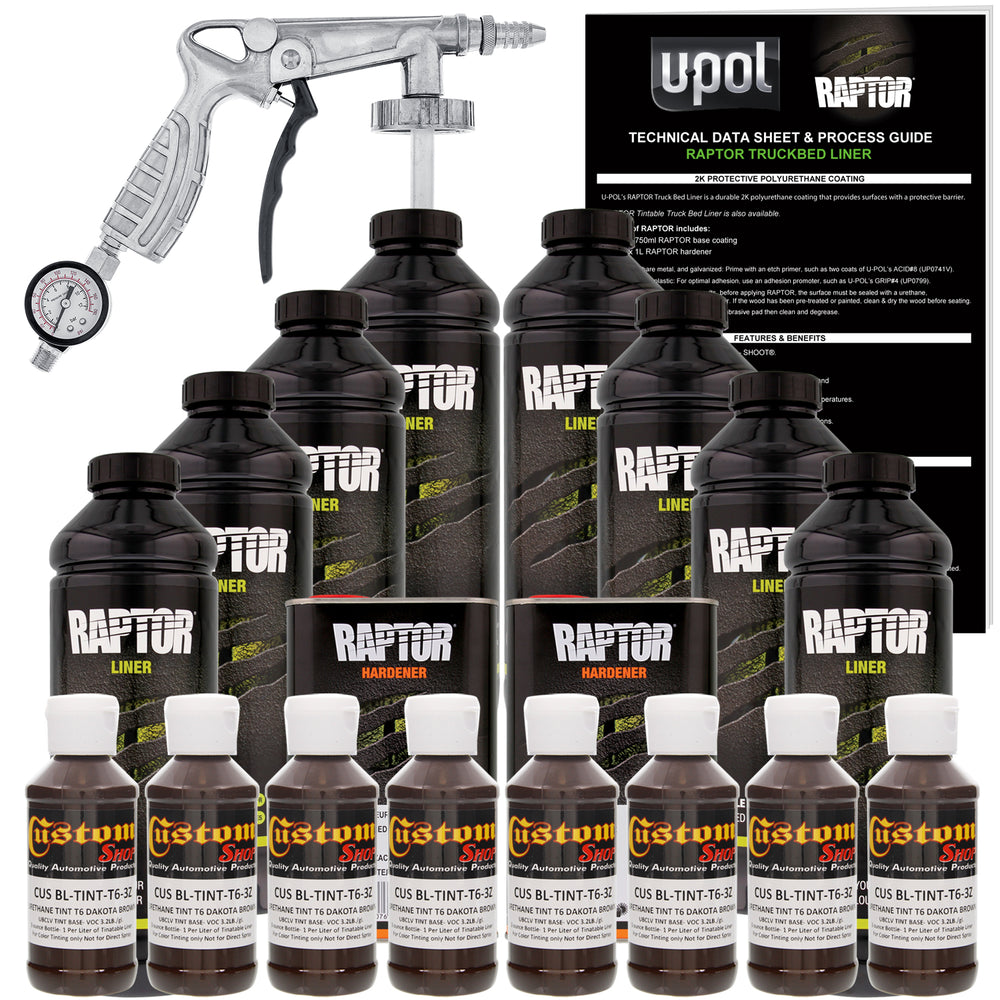 Dakota Brown - U-POL Urethane Spray-On Truck Bed Liner Kit with included Spray Gun, 8 Liters