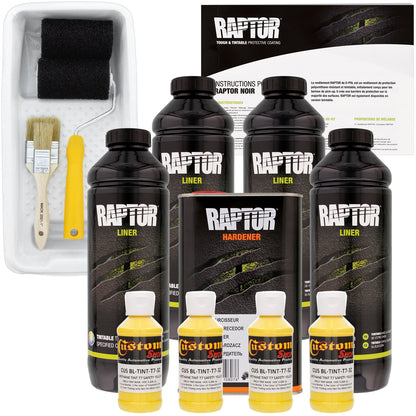 Safety Yellow - U-POL Urethane Roll-On Truck Bed Liner Kit with included Roller, Tray & Brush, 4 Quarts