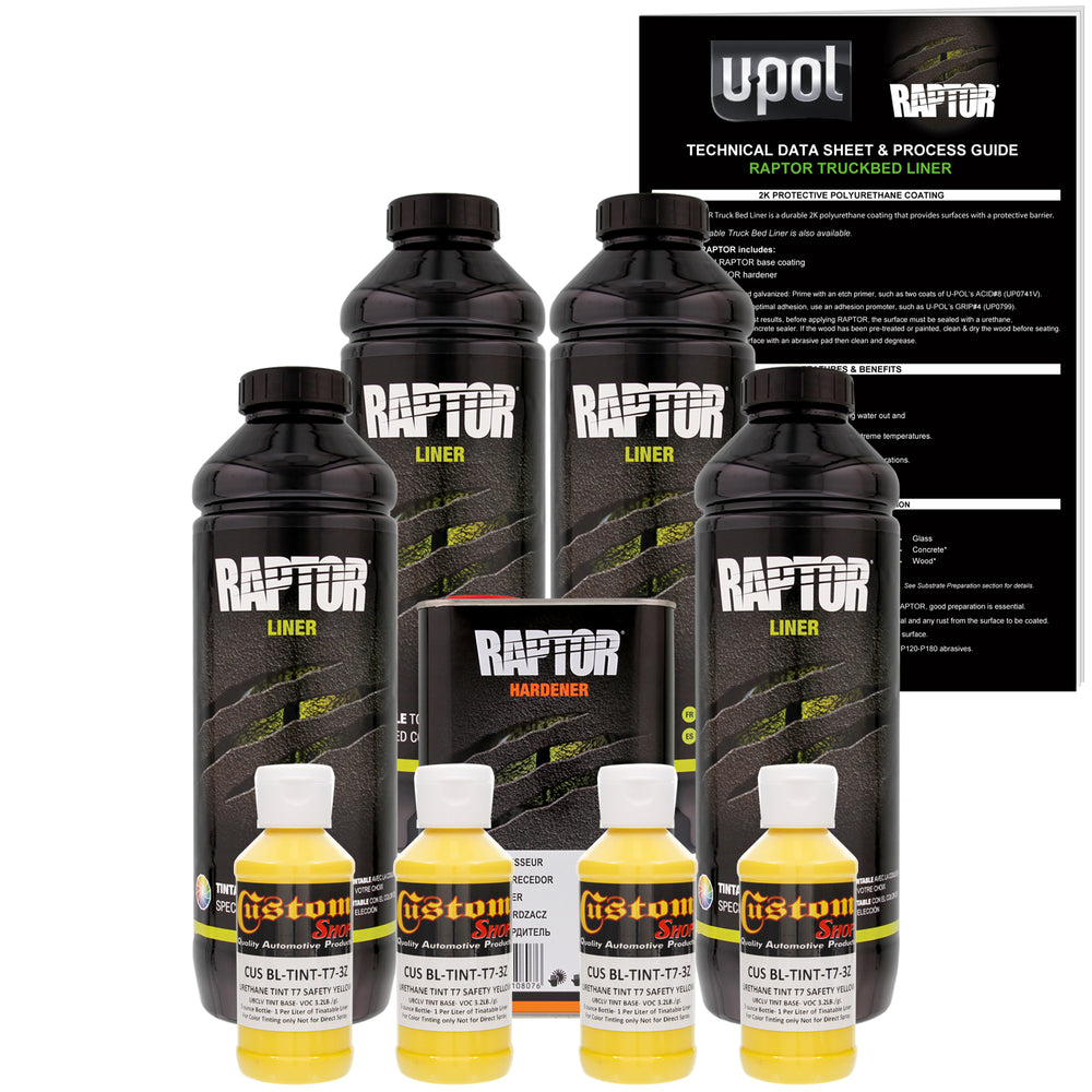 Safety Yellow - U-POL Urethane Spray-On Truck Bed Liner & Texture Coating, 4 Quarts