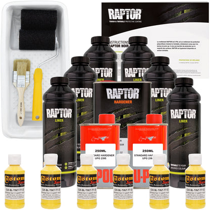 Safety Yellow - U-POL Urethane Roll-On Truck Bed Liner Kit with included Roller, Tray & Brush, 6 Quarts
