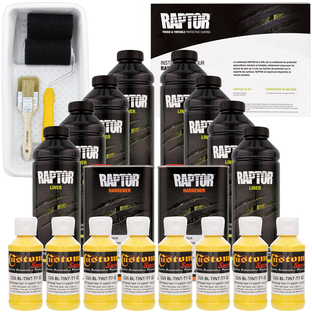 Safety Yellow - U-POL Urethane Roll-On Truck Bed Liner Kit with included Roller, Tray & Brush, 8 Quarts