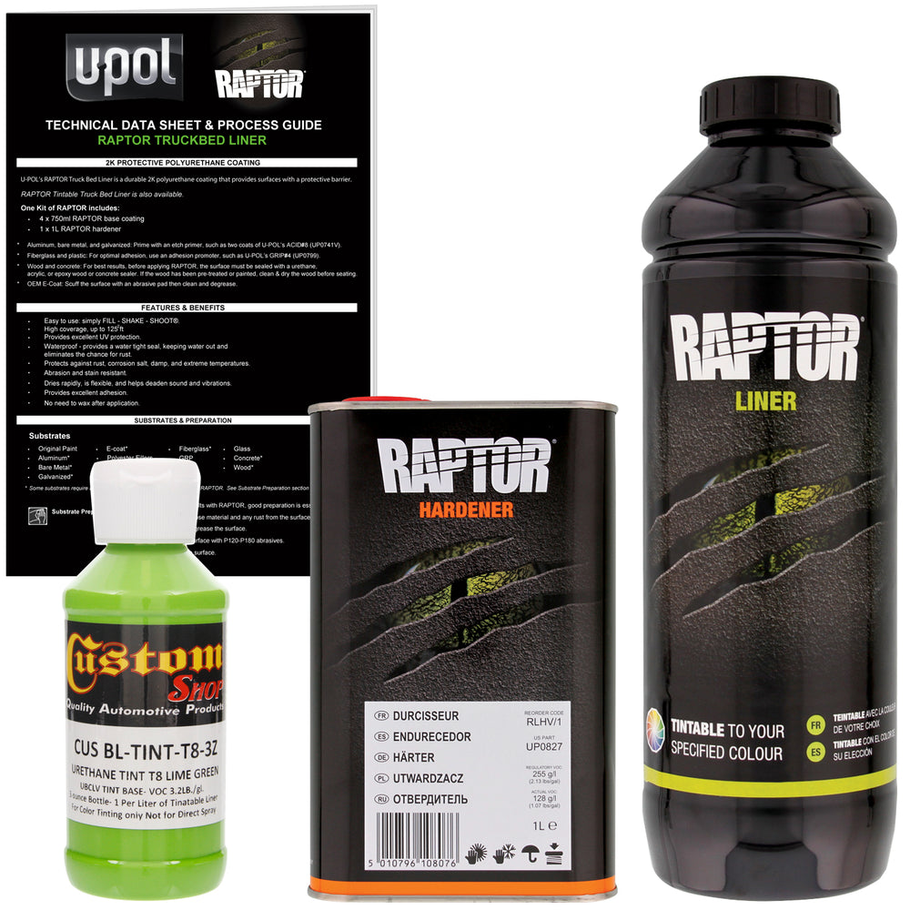 Lime Green - U-POL Urethane Spray-On Truck Bed Liner & Texture Coating, 1 Liter