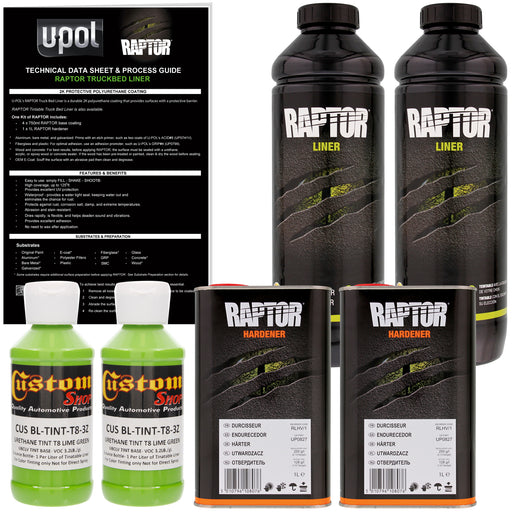 Lime Green - U-POL Urethane Spray-On Truck Bed Liner & Texture Coating, 2 Liters