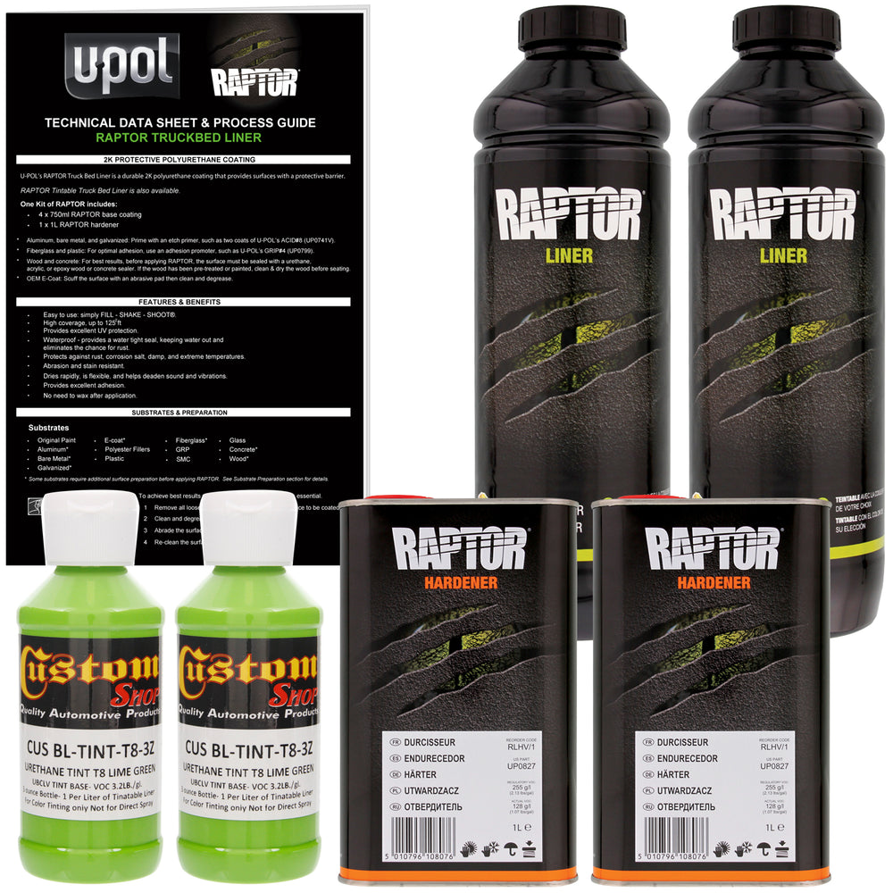 Lime Green - U-POL Urethane Spray-On Truck Bed Liner & Texture Coating, 2 Liters