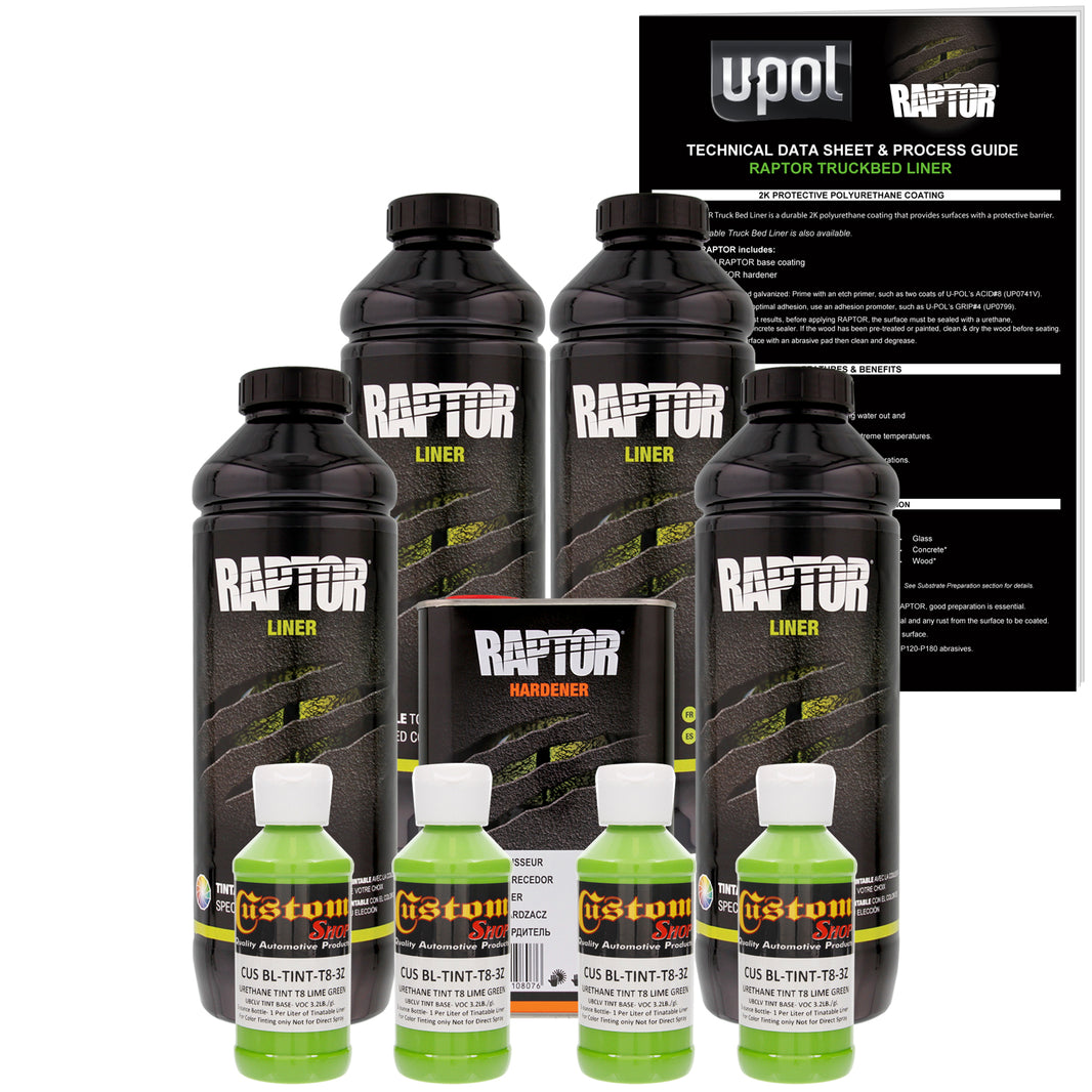 Lime Green - U-POL Urethane Spray-On Truck Bed Liner & Texture Coating, 4 Quarts