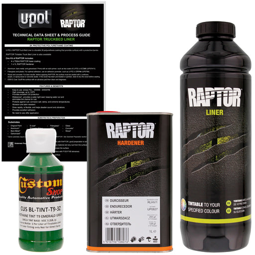 Emerald Green - U-POL Urethane Spray-On Truck Bed Liner & Texture Coating, 1 Liter