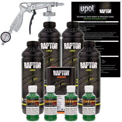 Emerald Green - U-POL Urethane Spray-On Truck Bed Liner Kit with included Spray Gun, 4 Quarts