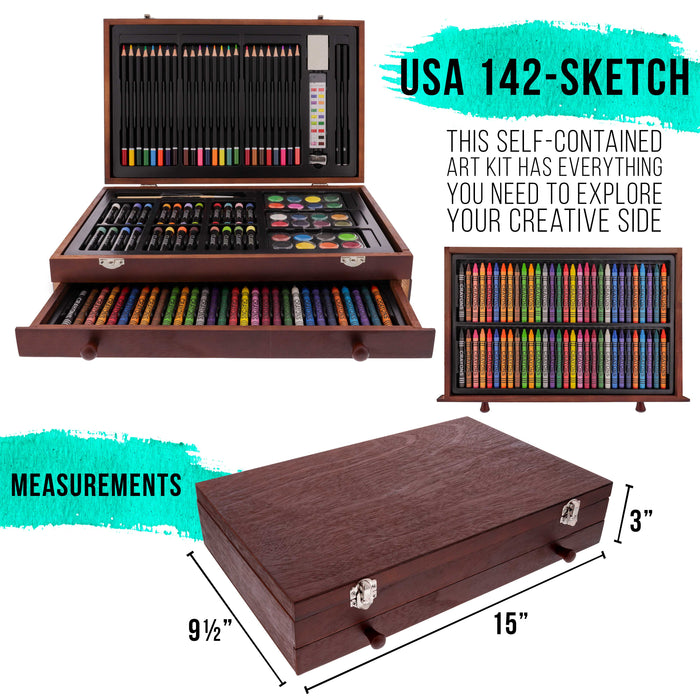 Deluxe Wooden Art Set Professional Art Kits With 2 Sketch Books