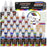 36 Color Acrylic Airbrush Paint Set; Opaque & Pearl Colors plus Reducer, Cleaner, Mixing Supplies & Color Mixing Wheel