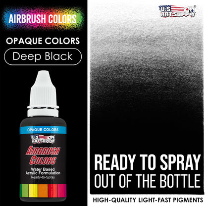 Deep Black, Opaque Acrylic Airbrush Paint - 1 oz. Ready to Spray
