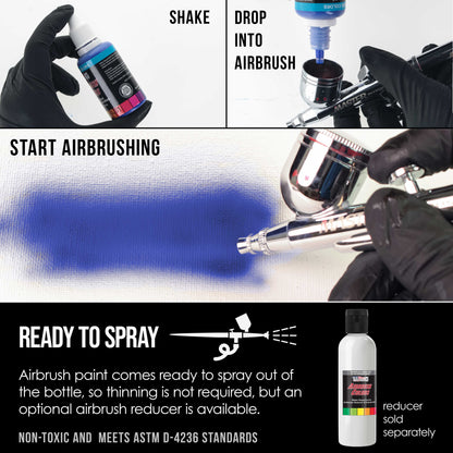 Deep Black, Opaque Acrylic Airbrush Paint - 1 oz. Ready to Spray