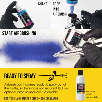 Bright Yellow, Opaque Acrylic Airbrush Paint, 1 oz. Ready to Spray