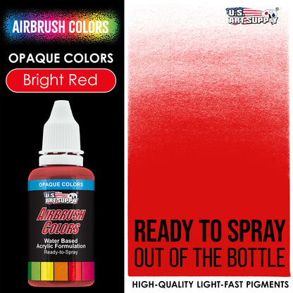 Bright Red, Opaque Acrylic Airbrush Paint, 1 oz. Ready to Spray