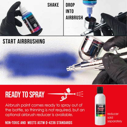 Bright Red, Opaque Acrylic Airbrush Paint, 1 oz. Ready to Spray