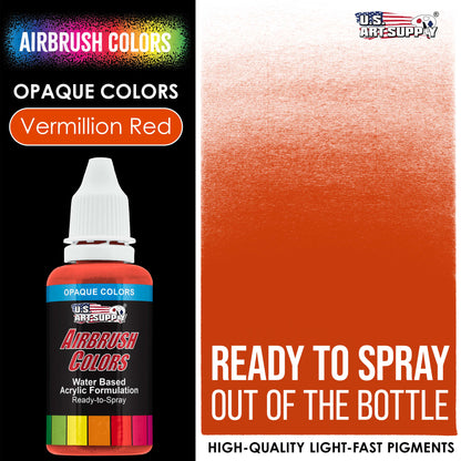 Vermillion Red, Opaque Acrylic Airbrush Paint, 1 oz. Ready to Spray