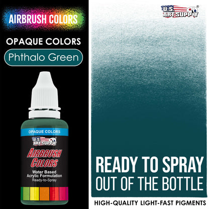 Phthalo Green, Opaque Acrylic Airbrush Paint, 1 oz. Ready to Spray