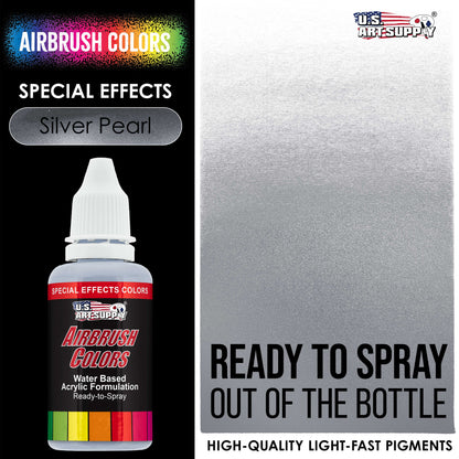 Silver Pearl, Pearlized Special Effects Acrylic Airbrush Paint, 1 oz. Ready to Spray