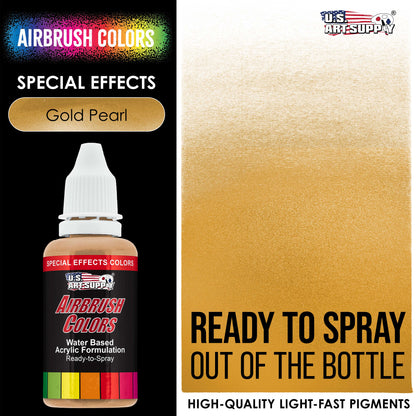 Gold Pearl, Pearlized Special Effects Acrylic Airbrush Paint, 1 oz. Ready to Spray