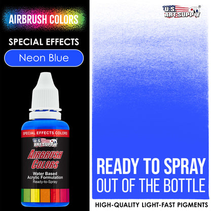 Neon Blue, Fluorescent Special Effects Acrylic Airbrush Paint, 1 oz. Ready to Spray