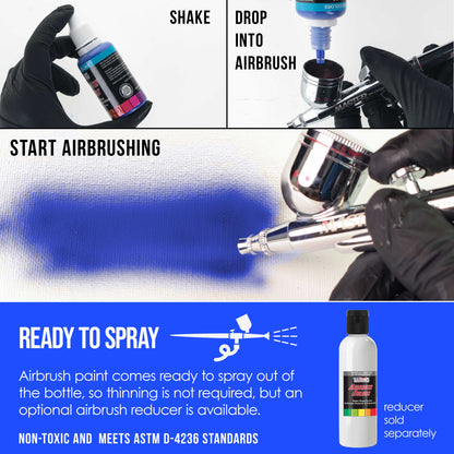 Neon Blue, Fluorescent Special Effects Acrylic Airbrush Paint, 1 oz. Ready to Spray