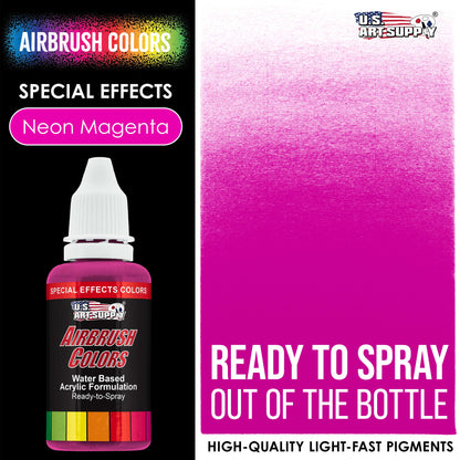 Neon Magenta, Fluorescent Special Effects Acrylic Airbrush Paint, 1 oz. Ready to Spray